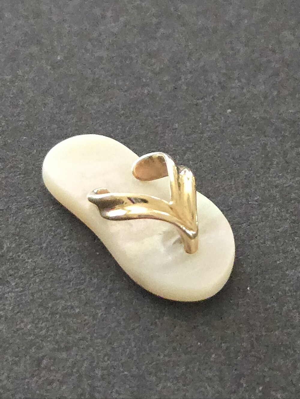 Vintage Mother Of Pearl & Gold Flip Flop Charm - Stamped